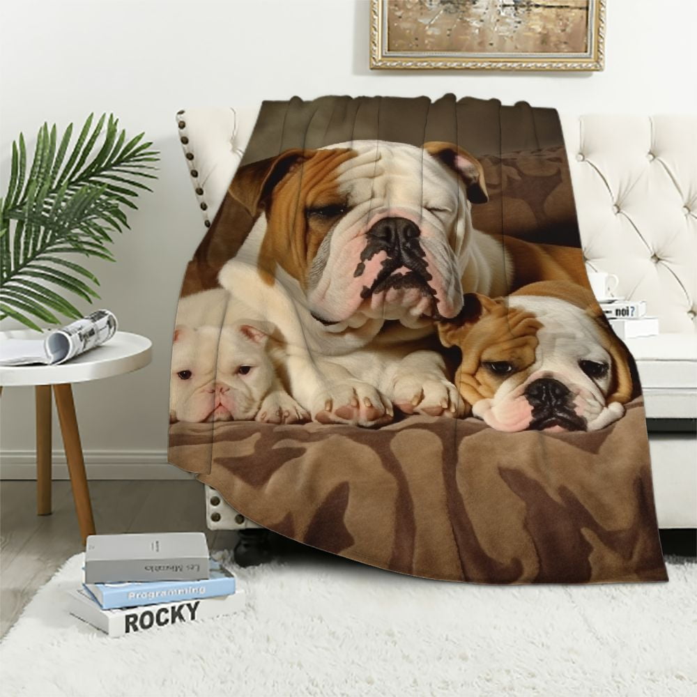 ARISTURING Bulldog Blanket French Bulldog Throw Blankets Cozy Flannel
