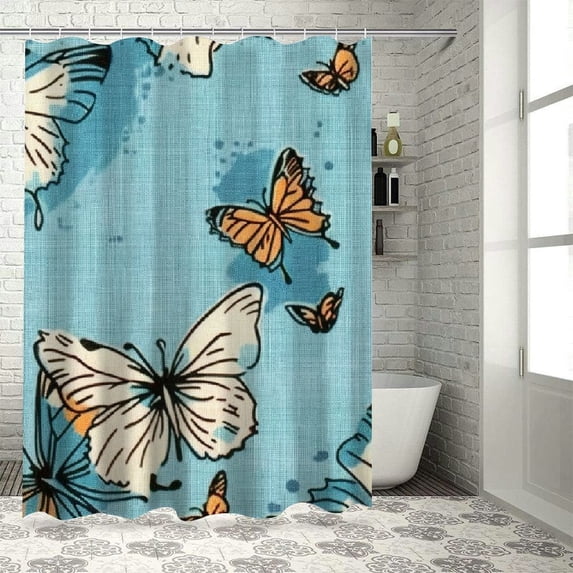 ARISTURING Butterflies Shower Curtain Set with Hooks - Durable and Washable Polyester Fiber Shower Curtain - Multiple Sizes Available 60x72