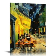 HENGT  - Cafe Terrace At Night, Vincent Van Gogh Art Reproduction. Giclee Canvas Prints Wall Art for Home Decor