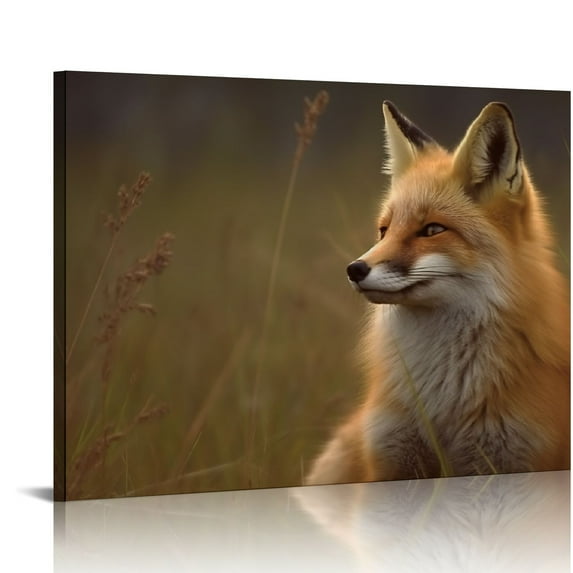 ARISTURING Canvas Print Wall Art Fox Portrait in the Autumn Landscape Animals Wilderness Photography Modern Art Rustic Scenic Relax/Calm Multicolor for Living Room, Bedroom, 20x16in