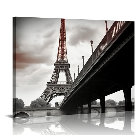 ARISTURING Canvas Print Wall Art Pop of Color Red Eiffel Tower in Paris Architecture & Maps Cities Photography Realism Chic Scenic Relax/Calm Multicolor for Living Room, Bedroom, Office