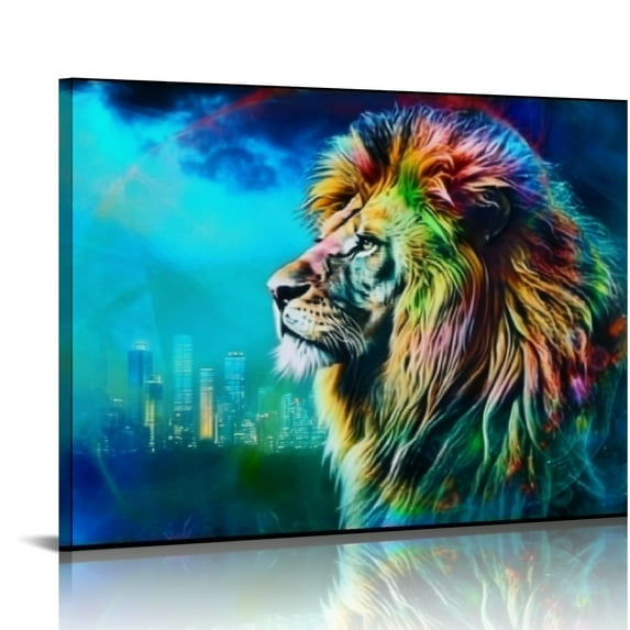 ARISTURING Canvas Wall Art For Living Room Large Wall Decorations For Room Home Decor Modern Bathroom Wall Decor Paintings Abstract aurora theme Lion Wall Pictures Artwork Farmhouse Canvas Art Prints
