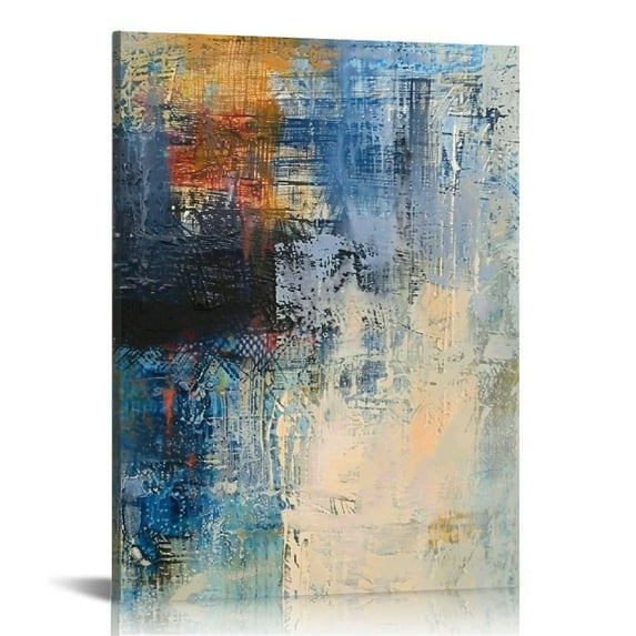 ARISTURING Canvas Wall Art for Living Room Blue Gold Wall Art Navy Blue Wall Decor Gray Wall Decorations for Living Room Abstract Artwork Paintings for Wall Bathroom Bedroom Home Decor