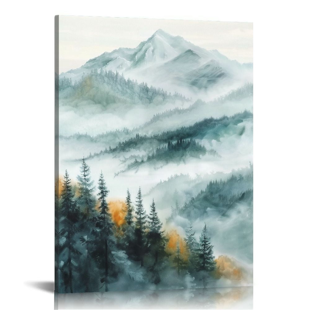 ARISTURING Canvas Wall Art for Living Room Foggy Forest Tree Landscape ...