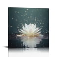 thumbnail image 1 of ARISTURING Canvas Wall Art Square Artworks for Bedroom Living Room Home Decor,Art Lotus Flower Pattern White Artwork for Wall,Stretched by Wooden Frame,Ready to Hang,16 x 16 Inch, 1 of 4