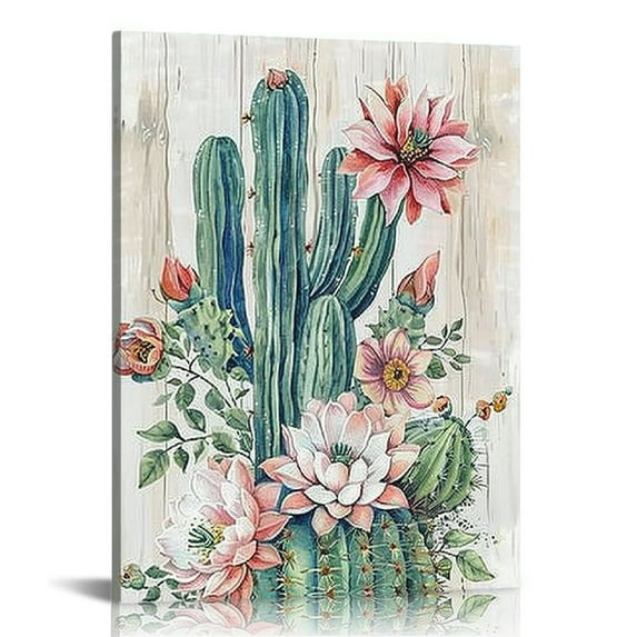 ARISTURING Canvas Wall Art Succulents Cactus Plant Wall Decor Bathroom Wall Decor Living Room Bedroom Kitchen Wall Decorations Artwork