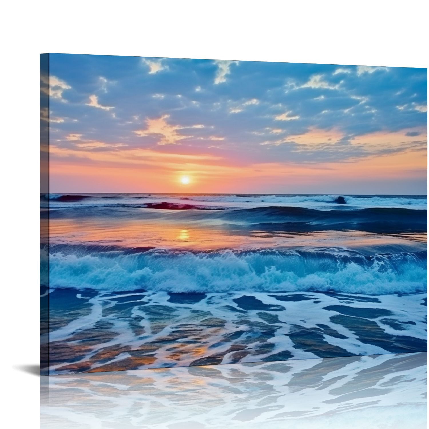 Jiayy Canvas Wall Art for living room blue beach ocean sea waves ...