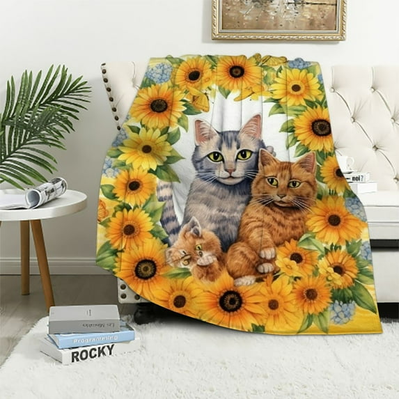ARISTURING Cat Blanket Cute Animals Throw Blankets Flannel Soft Pet Pattern Merch Gifts Home Decor for Girls Boys Adult