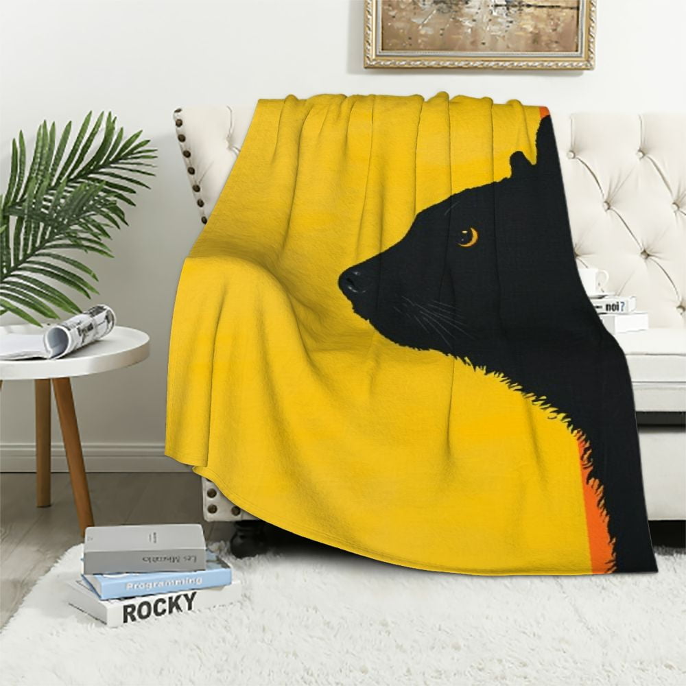 Funny Black Cats Throw Blanket - Ultra Soft Fleece Blanket With Cute Animal Silhouettes (50x40 Inches)