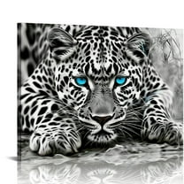 ARISTURING  Cheetah Blue Eyes Leopard Animal Black and White Abstract Poster Canvas Print Wall Art Paintings Poster Pictures For Living Room Home Decor