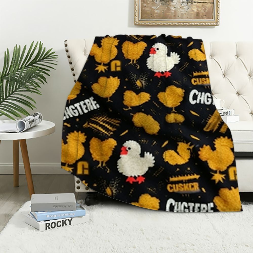 HENGT Chicken Nuggets Blanket Ultra Soft Dino Nugget Flannel Blanket