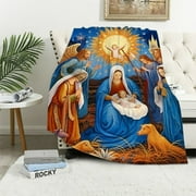 ARISTURING Christmas Jesus Throw Blanket Christian Gifts for Women Christmas Flannel Blanket Religious Throw Blanket Printed Warm Cozy Throws for Winter Bedding Couch Gifts for Women (Jesus)
