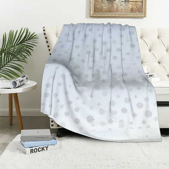 ARISTURING Christmas Throw Blanket, Soft White Winter Blanket Throw, Silver Snowflake Warm Fuzzy Flannel Blanket for Couch Sofa Decorative Comfort Luxury Blanket Christmas Decorations