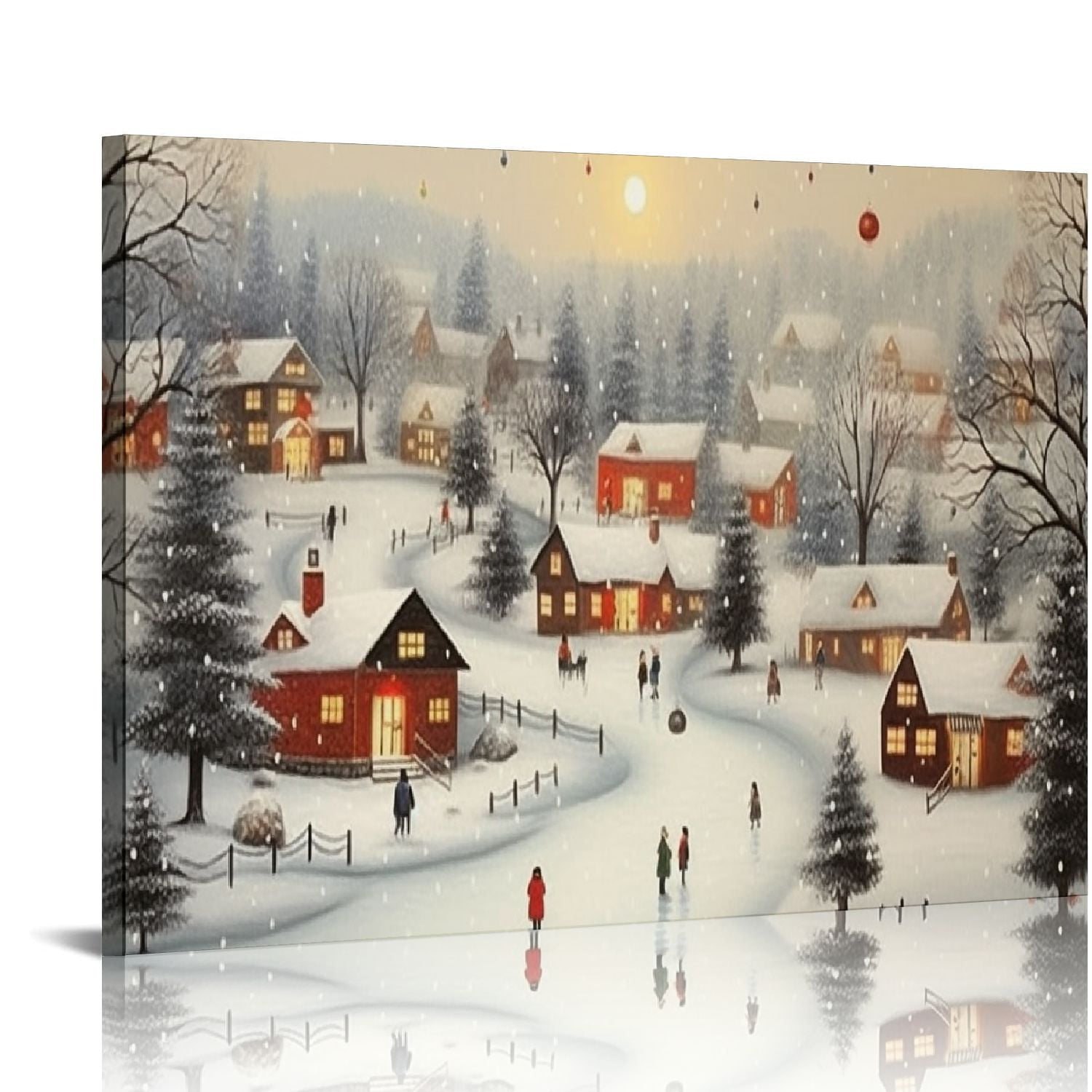 ARISTURING Christmas Village Wall Art, Rustic Christmas Tree Pictures ...