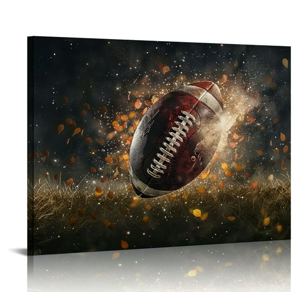 ARISTURING  Close Up Rugby Sport Picture Canvas Wall Art for Gym Boy Bedroom American Football Artwork Print Kids Room Wall 20x16in