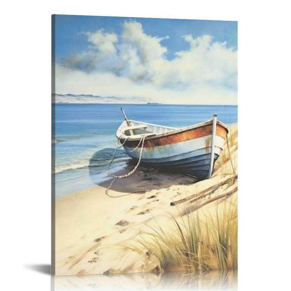 ARISTURING Coastal Wall Art Ocean Beach Canvas Seascape Boat Pictures ...
