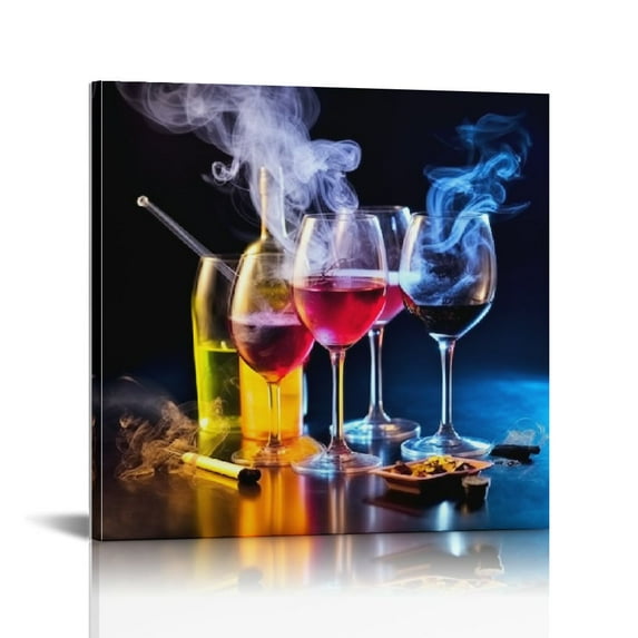 ARISTURING Cocktail Canvas Wall Art Colorful Cocktails Pictures Posters Painting Print for Kitchen Dining Room Decor Still Life Artwork Modern Home Restaurant Bar Decoration (16x16 inch)