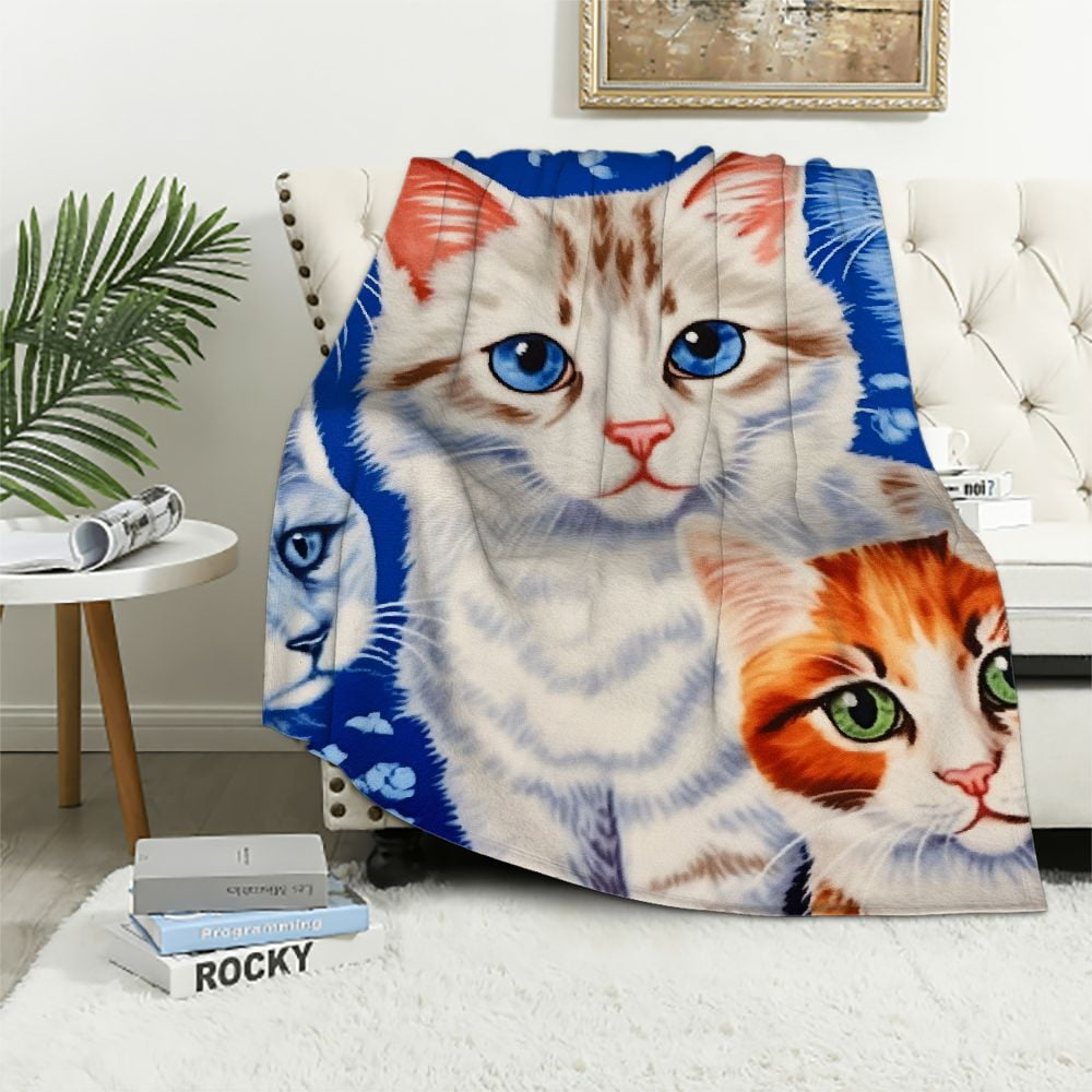 ARISTURING Collage Kitten Blanket for Bed, Throw Blanket for Unisex and