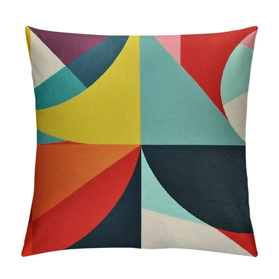 ARISTURING Colorful Geometric Throw Pillow Covers Multicolored Aesthetic Home Decor Pillow Covers Modern Geometry Style Pillowcase for Patio Furniture Living Room Sofa