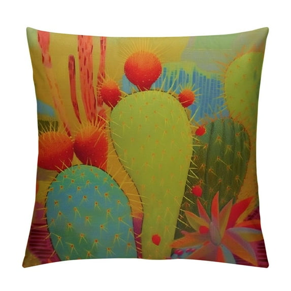 ARISTURING  Colorful Mexico Prickly Pear Cactus Throw Pillow Cover Succulent Plant  Throw Pillow Case Decorative Cushion Cover Pillowcase