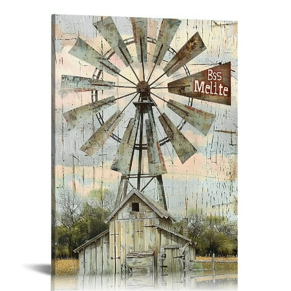 ARISTURING Country Windmill Old Barn Wall Art Farmhouse Farm Pictures Wall Decor Rustic God Says You Are Canvas Prints Artwork For Bathroom Living Room Kitchen Bedroom Framed