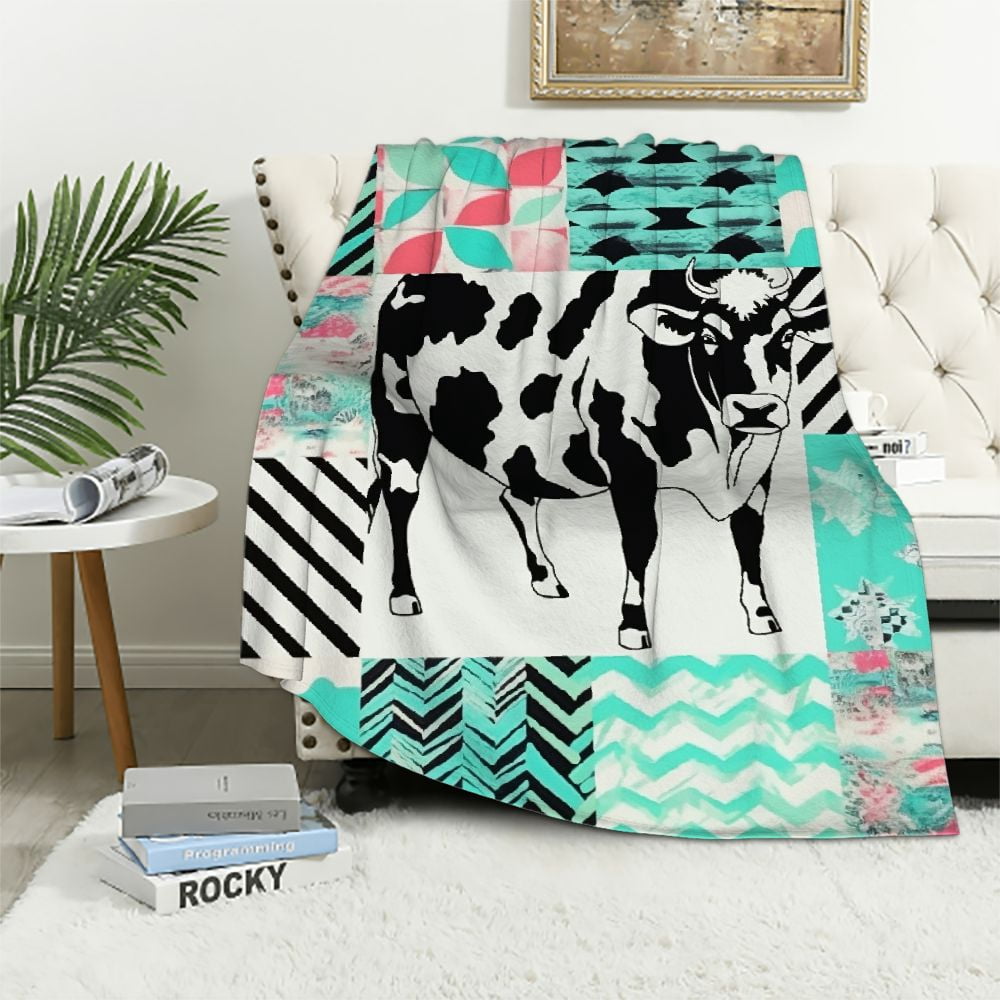 Colorful Cow Print Blanket