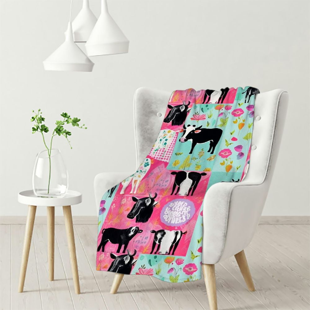 ARISTURING Cow Blanket Cute Cow Print Blanket Cow Beding Sherpa Throw