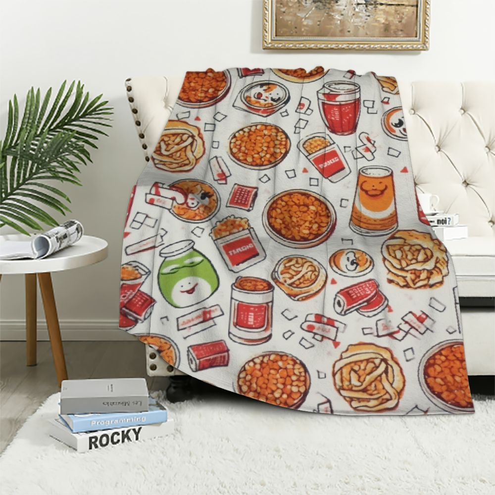 ARISTURING Cup Noodles Throw Blanket Ramen Noodles Happiness in a Cup Throw Blanket(Cream
