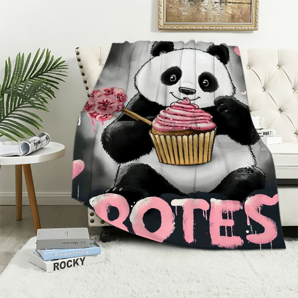 ARISTURING Custom Panda Blanket Gifts with Name Cute Throw Blanket for ...