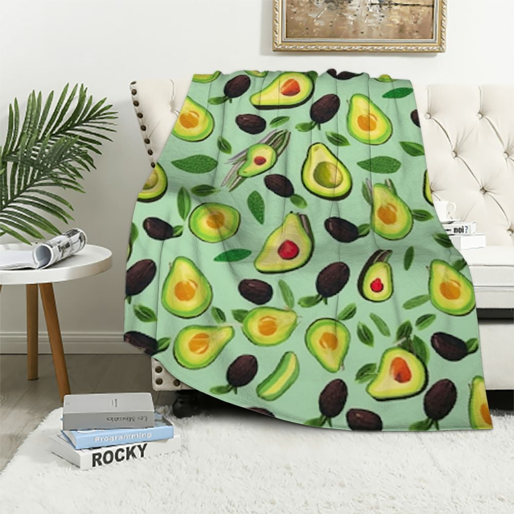 Pink Avocado Pattern Print Throw Blanket
