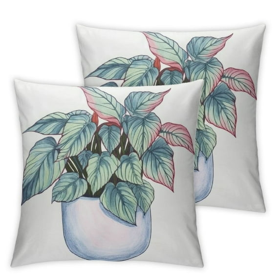 ARISTURING Cute Begonia rex Flower houseplant in The Pot Floral Girl Throw Pillow,2pcs Multicolor