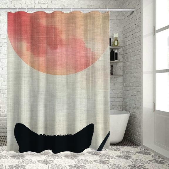 ARISTURING Cute Cat Shower Curtain - Durable and Washable Bathroom Decoration with Hooks 36x72