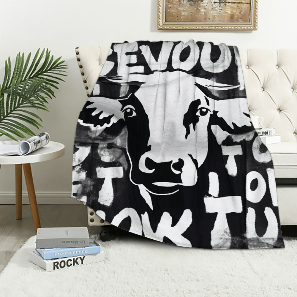 ARISTURING Cute Cow Throw Blankets All Season Bed Blanket Decorative