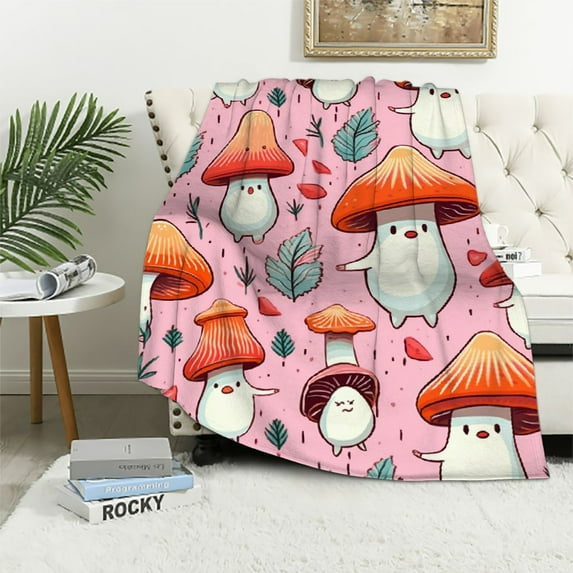 ARISTURING Cute Mushroom Head Soft Blanket All Season Throw Blanket Blankets Bed Sofa