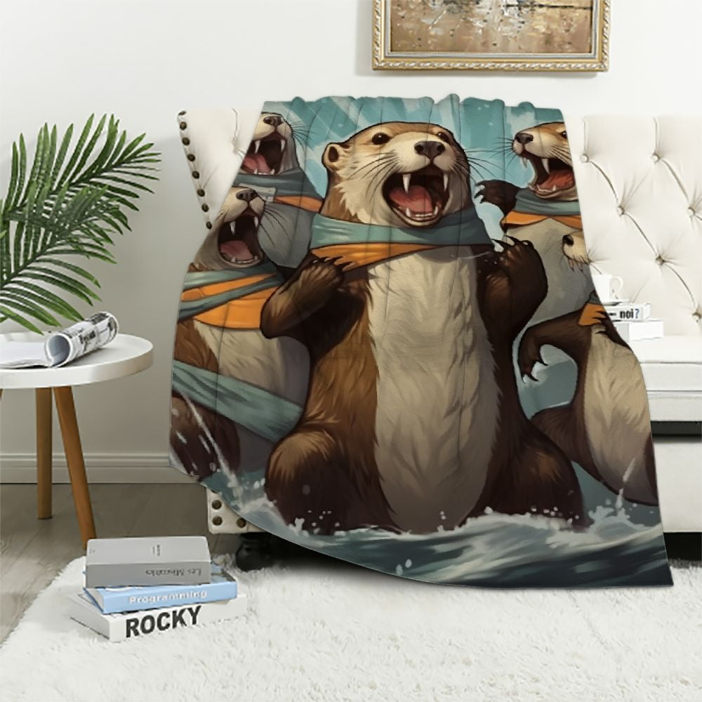 ARISTURING Cute Otter Blanket Soft Cozy Sea Otters Throw Blanket Decor ...