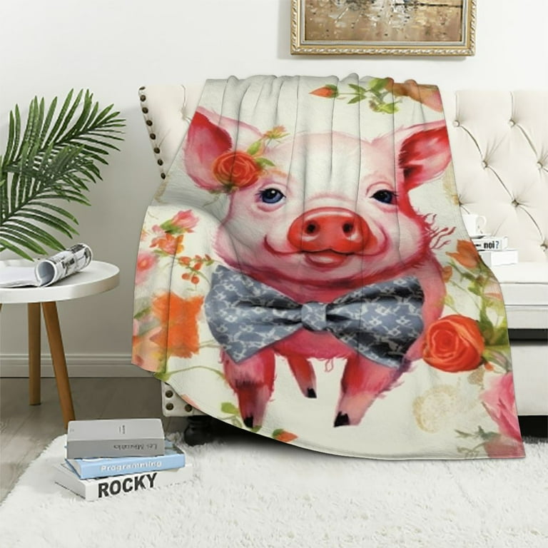 ARISTURING Cute Pig Flowers Blanket Girls Kids Blanket Pigs in A