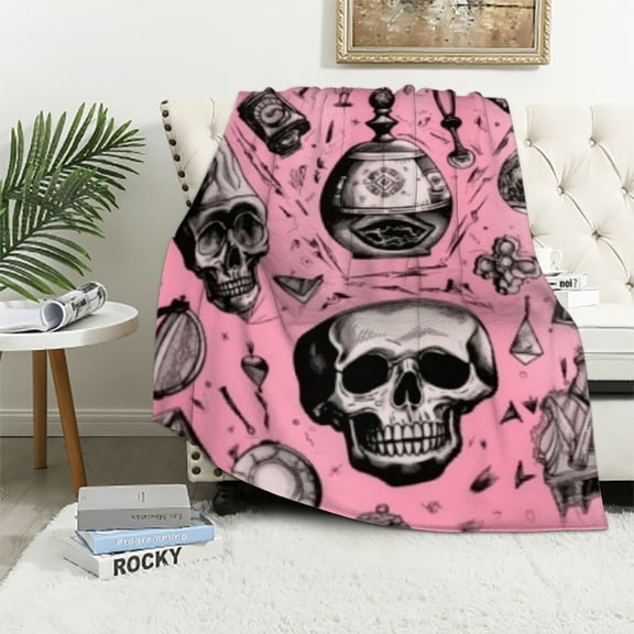 ARISTURING Cute Pink Witchy Witch Throw Blanket Kids Flannel Blanket for Women Girls Gifts