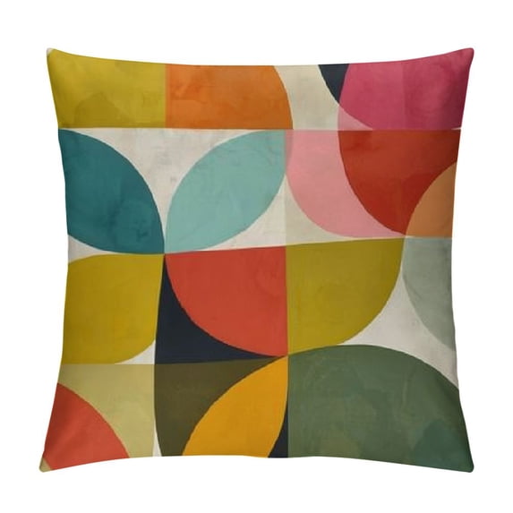 ARISTURING Decorative Pillow Covers Shapes of Mid Century Geometry Art Throw Pillow Case Cushion Cover Home Office Decor,Square