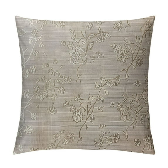 ARISTURING Decorative Throw Pillow Case Farmhouse Pattern Brown Beautiful Jacobean Floral Meadow Flowers Blossom Florets Bud Country Cream Crewel Cushion Cover Pillowcase or Couch Sofa Bed