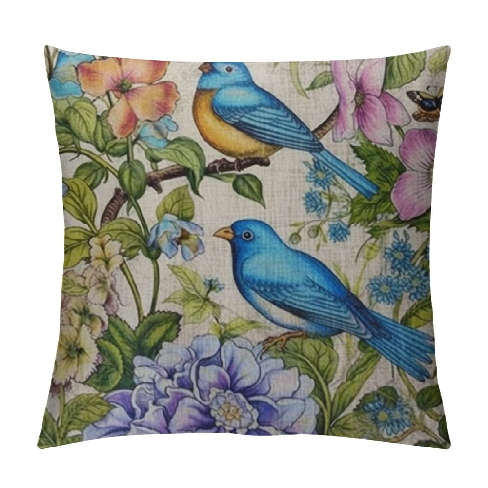 HENGT Decorative Throw Pillow Cover Farmhouse Watercolor Floral Vintage