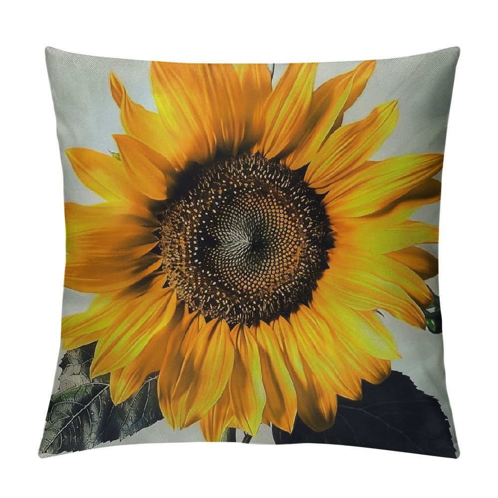 ARISTURING Decorative Throw Pillow Cover White Leaf Sunflower White