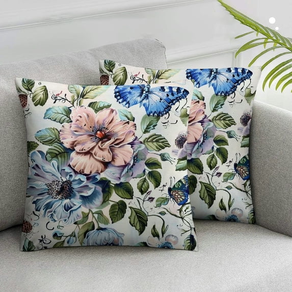 ARISTURING Decorative Throw Pillow Covers Beautiful Colorful Watercolor with Flowers Iris Flower Accent Anemone Art Artwork Beauty for Bedroom 2 pcs