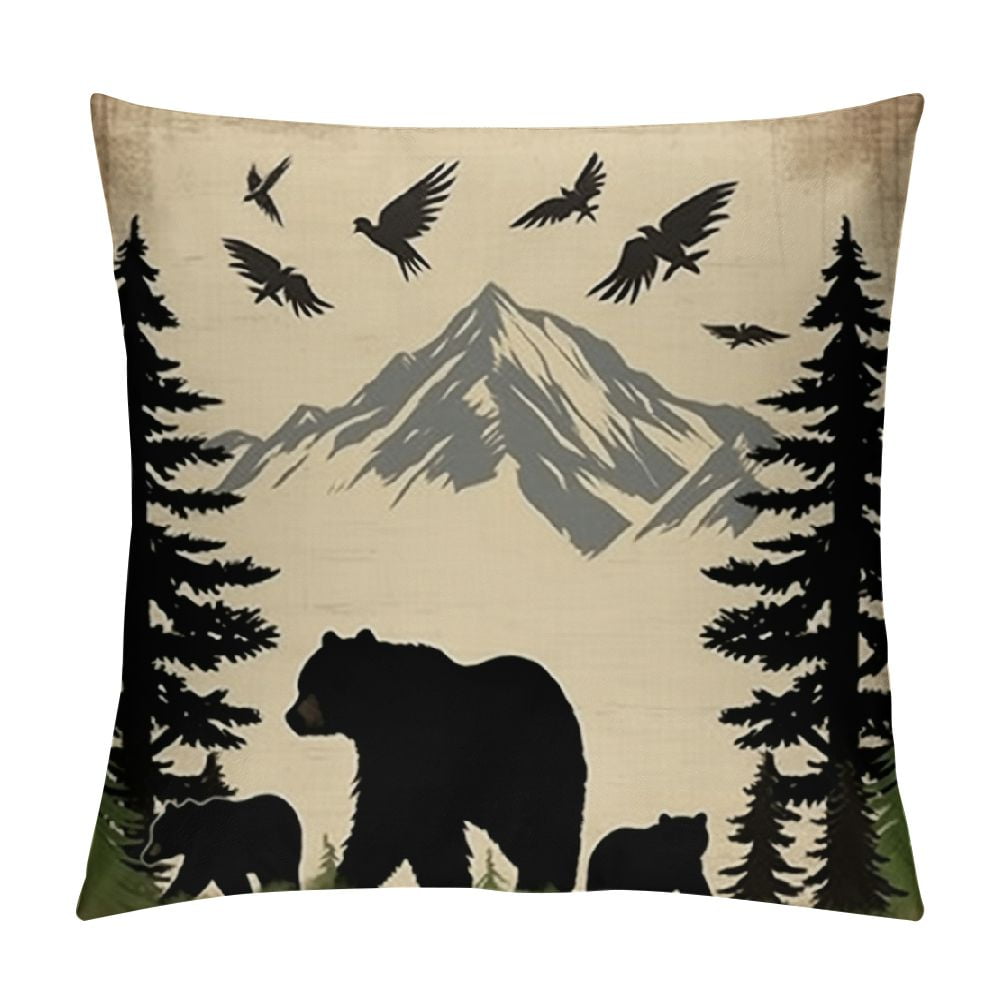ARISTURING Deer Bear Pine Trees Mountains Outdoor Pillow Case Covers