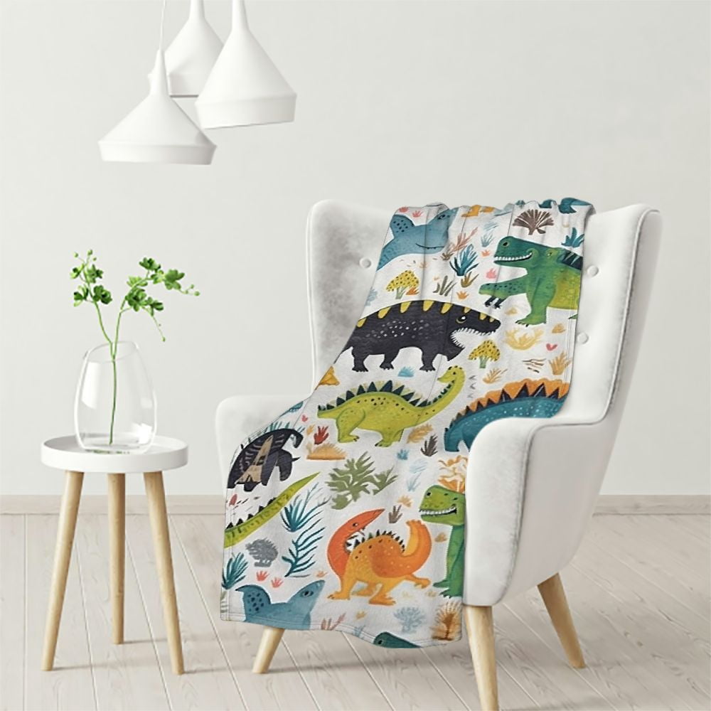 Kids Dinosaur Blanket - Soft Fluffy Pink Throw For Toddlers & Children, Cute Gift For Bed Or Couch
