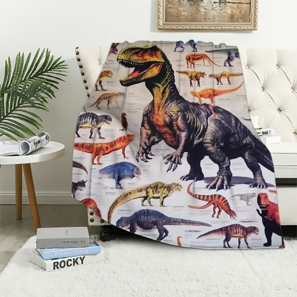 ARISTURING Dinosaur Blanket for Boys, Kids Blanket Super Soft and Cozy Funny Dinosaur Throw