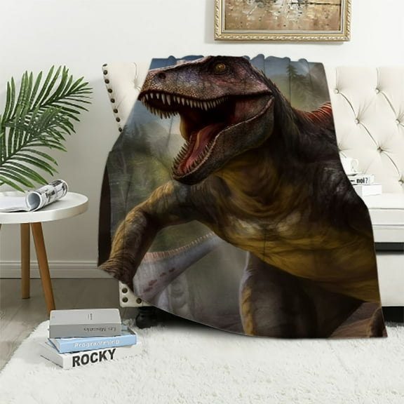 ARISTURING Dinosaur Throw Blanket Ultra Soft Cozy Plush Dino T-Rex Flannel Blankets Lightweight Fuzzy Warm Party Blanket for Girls Boys All Season Gifts for Bed Couch Sofa Kids Adults