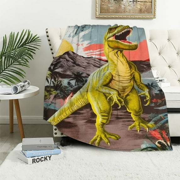 ARISTURING Dinosaur in The Dark Blanket Blanket for Kids Boys Teens T-Rex Dinosaur Blanket Birthday Dinosaur Beedroom Decor Throw Blanket