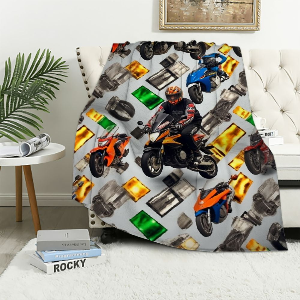 ARISTURING Dirt Bike Blanket Soft Cozy Motorcycle Blanket Motorcycle