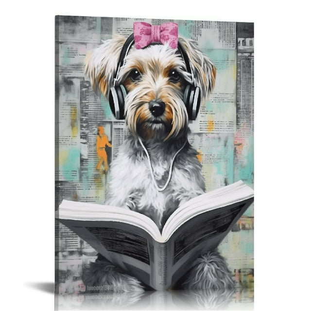 ARISTURING Dog Wall Art for Bathroom, Funny Animal Canvas Print