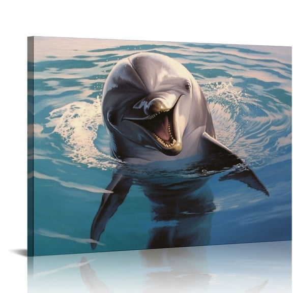 ARISTURING Dolphin Underwater Ocean Animal Wall Decor Art Print Poster 16x12in